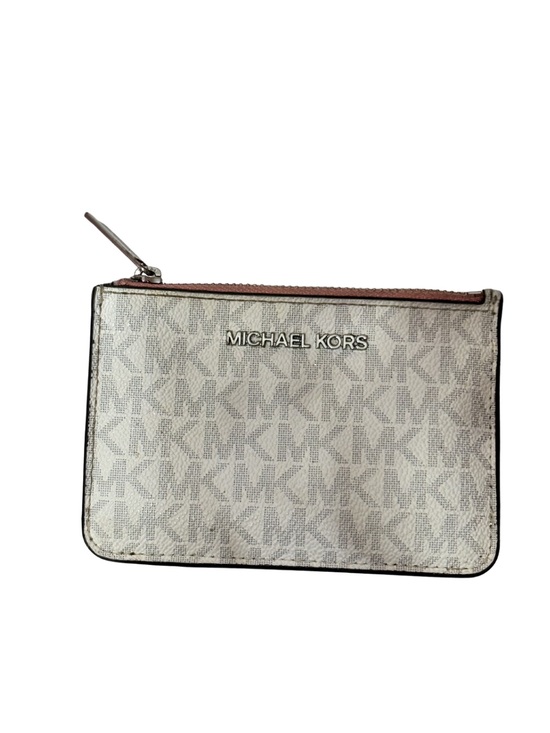 Michael Kors Other - Michael Kors Beige Logo Wristlet with Pink Trim